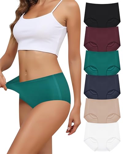 Cevapro Nahtlose Unterwäsche Damen Mittlerer Taille Seamless Unterhosen Frauen Hipster Bequeme Weich Elastisch Atmungsaktiv 3D Hüfts Panties Multipack 6er Pack von Cevapro