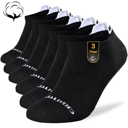 Cevapro Sneaker Socken Herren Damen, Baumwolle Laufsocken Low-Cut Baumwolle Füßlinge Sportsocken Arbeitssocken Unisex, Kurz Atmungsaktive Sportsocken mit Rutschfest Silikon Halbsocken(3 Paar) von Cevapro