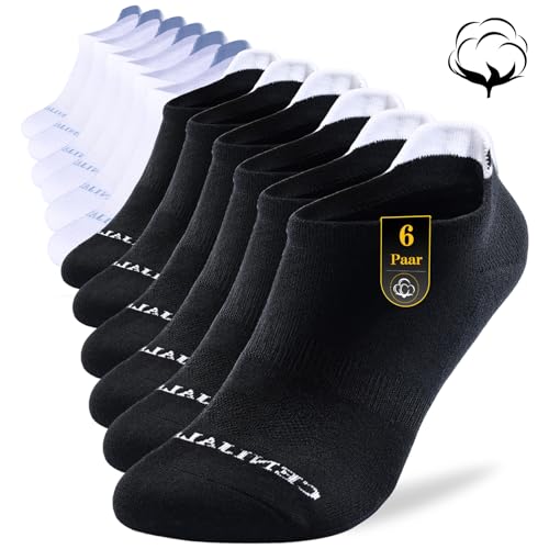 Cevapro Sneaker Socken Herren Damen, Baumwolle Laufsocken Low-Cut Baumwolle Füßlinge Sportsocken Arbeitssocken Unisex, Kurz Atmungsaktive Sportsocken mit Rutschfest Silikon Halbsocken(6 Paar) von Cevapro