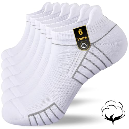 Cevapro Socken Herren Damen Sportsocken Sneaker Socken Baumwoll Atmungsaktiv Kurz Knöchelhohe Bogenunterstützung Laufsocken Wandersocken Cushioned Gepolstert mit Frotteesohle für Sport Freizeit von Cevapro