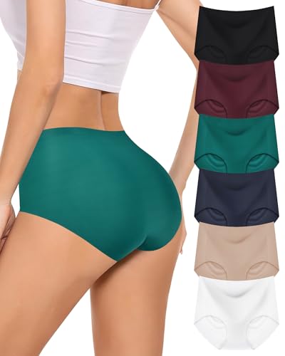 Cevapro Nahtlose Unterwäsche Damen Seamless Slips Hohe Taille Unterhosen Unsichtbar Bequeme Weich Atmungsaktiv Polyamide Panties für Frauen Multipack 6er Pack von Cevapro