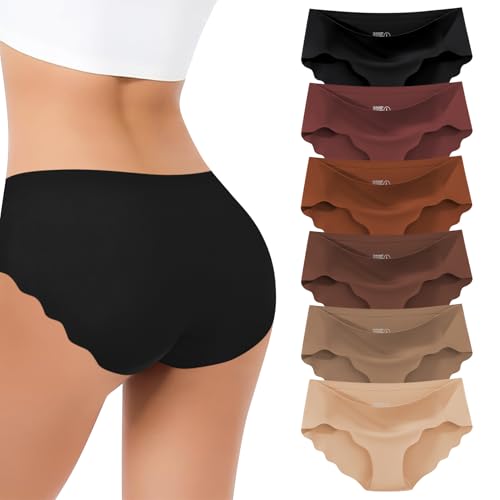 Cevapro Unterwäsche Damen weiche Nahtlose Hosen Frauen Low Rise elastische Hosen Wave Edge Bequeme Hipster Hosen Multipack von Cevapro