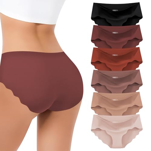 Cevapro Damen Nahtlos Unterhosen Slips Low Rise No Show Unterwäsche Elastische Bequeme Hipster Panties für Frauen Ohne Abzeichen 6er Multipack von Cevapro