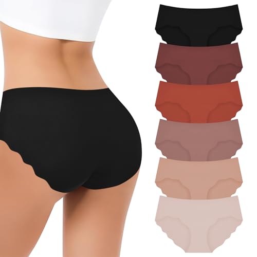 Cevapro Unterwäsche Damen weiche Nahtlose Hosen Frauen Low Rise elastische Hosen Wave Edge Bequeme Hipster Hosen Multipack von Cevapro