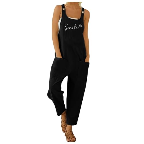 Arbeitshose Damen Latzhose Festlich Arbeitshosen with Pockets große Größen Bunte Blumenmuster Hoseanzug Playsuits Casual Arbeitslatzhose Druck Spaghetti Träge Sommeroverall von Cexiakong