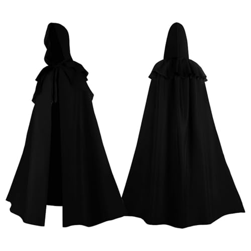 Cexiakong Damen Mittelalter Umhang mit Kapuze Unisex Umhang Hexe Party Cape Umhang Vampir Umhang mit Kapuze Umhang Karneval Party Club von Cexiakong