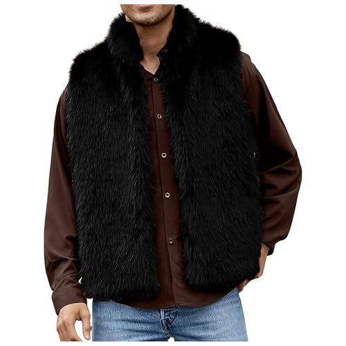 Cexiakong Fellweste Herren Kunstfell Weste Ärmellos jacke Kunstpelz Pelzweste Thermal mantel Warm Plüschweste Plüsch Pelzjacke Einfarbig Felljacke Modisch Pelzmantel Outdoorjacke Herbst Winter von Cexiakong