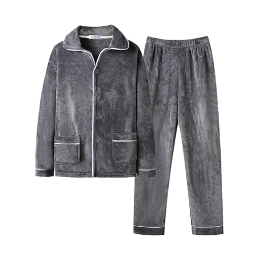 Cexiakong Flauschige Schlafanzug Herren Schlafanzüge Warme Fleece Pyjama Set Winter Langarm Hausanzug Verdicken Nachtwäsche Pjs Mit Lange Oberteile Und Hosen Lose Weich von Cexiakong