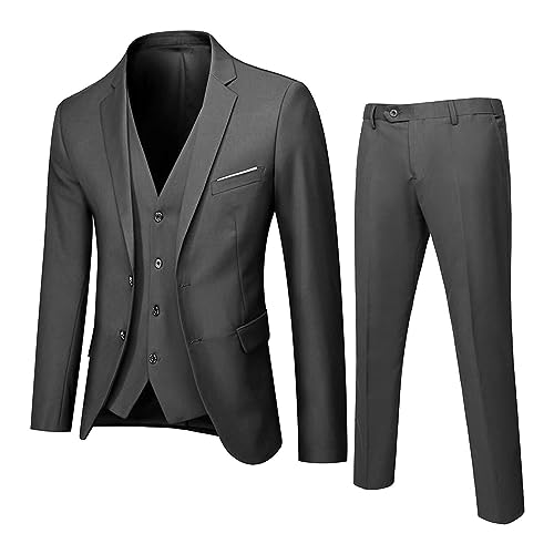 Cexiakong Herren Anzug 3 Teilig Hochzeit Anzüge Komplett Business Blazer 3 teiliger Jacke Weste Hosenanzug Slim Fit Vintage Party Klassisch Charmant Sets Herrenanzug Set von Cexiakong