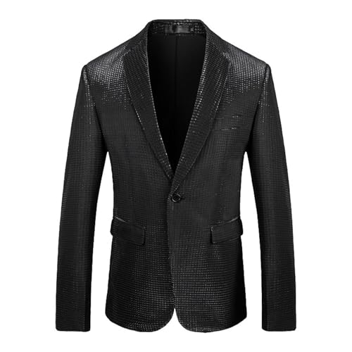 Cexiakong Herren Pailletten Sakko Gold Glitzer Blazer Slim Fit Hochzeit Mantel Langarm Mantel Anzug Herrenjacke Outfit für Hochzeit und Party Formelle Kleidung für Herren Rot von Cexiakong