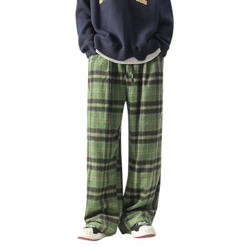 Cexiakong Herren Pyjamahose Warm Lang Baumwolle Weich Schlafanzughose Kariert Winter Nachtwäsche Freizeithose Fleece Pyjamahose Relaxed Fit Hose von Cexiakong