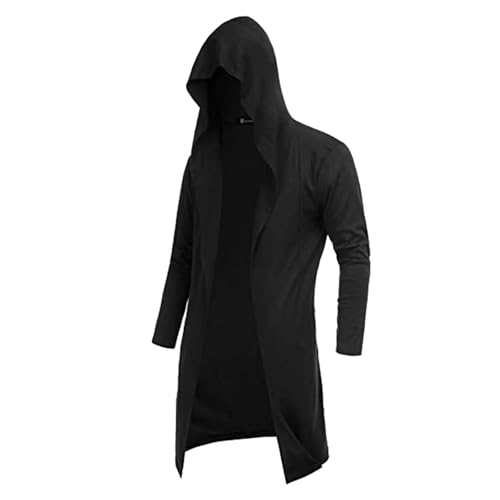 Cexiakong Herren Retro Umhang Cardigan Einfarbig Asymmetrische Saum Baumwolle Mantel Halloween Oberteile Assassin's Creed Renaissance Mittelalte Karneval Party Kleidung Party von Cexiakong