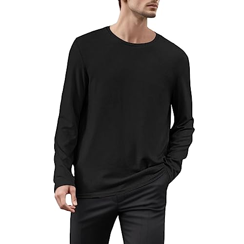 Cexiakong Herren Schlafshirt Langarm Rundhals Mix Relax Pyjamaoberteil Schlafshirt Kurzarm Rundhals Bio Baumwolle Lang T Shirt Pyjama Schlafoberteile Kurz Männer Baumwolle Unifarben von Cexiakong