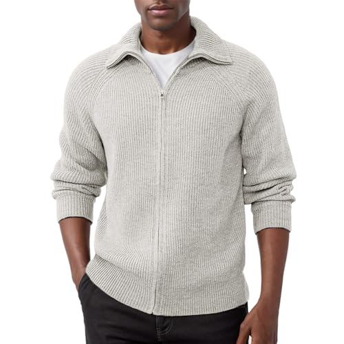 Cexiakong Herren Strickjacke mit Reissverschluss Cardigan Stehkragen Pullover Feinstrike Sweaters trickjacke Herren Rippenstrick Cardigan Langarm Winterjacke Feinstrick Sweaters Stretch von Cexiakong
