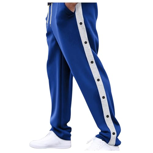 Cexiakong Jogginghose Herren Schnellfickerhose Druckknöpfen Sporthose Freizeithose Lang Baggy Trainingshose mit seitlichen Knöpfen Lang Reha Hose mit Seitlich Zu Öffnen Weites Bein Hosen Weit von Cexiakong