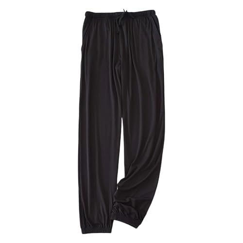 Cexiakong Schlafanzughose Herren Lang Einfarbige Pyjamahose für Männer Schlafhose Haushose Freizeithose Yogahose Lang Baumwolle Schlafhose Nachtwäsche Pyjamaunterteil Freizeithose Weit von Cexiakong