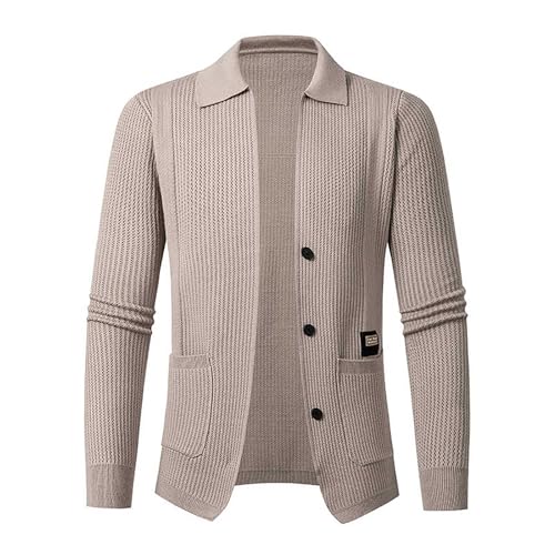 Cexiakong Strickjacke Herren Cardigan Feinstrick mit V-Ausschnitt Knopfleiste Baumwollmischung Regular fit Herbst Winter von Cexiakong