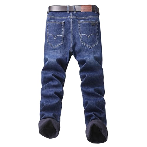 Cexiakong Thermojeans Herren Thermohose Schneehose gefütterte Winterhose Winterjeans mit Fleece gefüttert Hosen Fleece Gefütterte Jeans Regular Fit Komfortabler Bequeme von Cexiakong