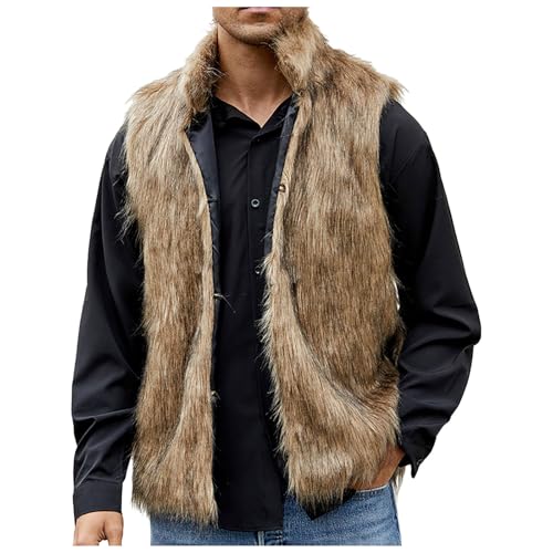 Fellweste Herren Winter Kunstfell Weste Ärmellos Winterjacke Kunstpelz Pelzweste Thermal Wintermantel Warm Plüschweste Plüsch Pelzjacke Einfarbig Felljacke Modisch Pelzmantel Outdoorjacke Baggy von Cexiakong