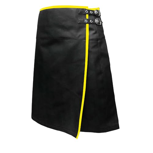 Traditioneller Lederrock Kilt Herren Mode Schottischer Rock Neue Männer Rock Utility Männlich Klassischer Retro Rock Mittelalterliche Schottland Faltenröcke Spleiß Schottischer Kilt Freizeit von Cexiakong