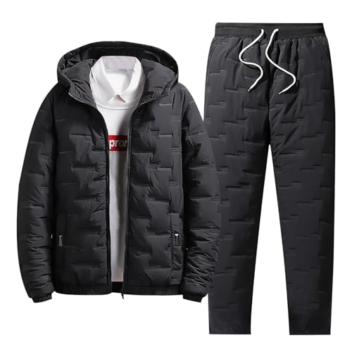 Trainingsanzug Herren Dicker Baumwolle Jogginganzug Winter Warme GefüTtert Tracksuit 2 Piece Hip Hop Streetwear Hoodie Sportanzug Sporthose Freizeitanzug Lose Sweatshirt Kapuzenpullover Thermo von Cexiakong