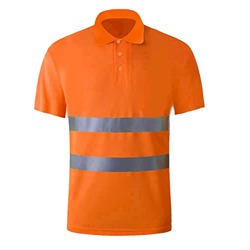 Warn Tshirt Herren Poloshirt Neon Hemd Orange Arbeits Warnweste Baumwolle T Shirt Arbeit Sicherheit Warnkleidung Warnschutz Arbeitsshirts Kariertes Arbeitshemd von Cexiakong