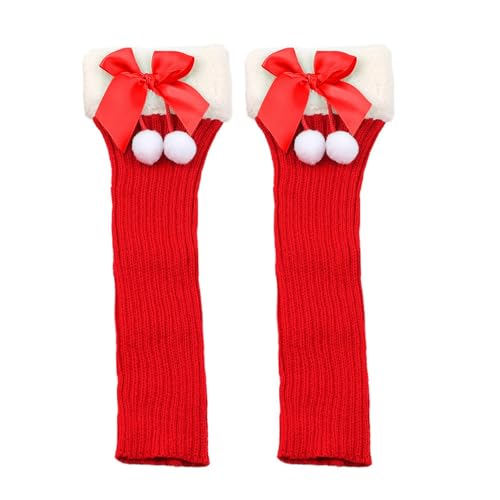 Weihnachten Warme Stulpen Damen mit Wolle Weich Flexibel Lang Beinstulpen Damen für Winter Warm und Bequem Beinwärmer Weich Stulpen Beinlinge Kniestrümpfe Strick Strümpfe Overknee Winter Karneval von Cexiakong