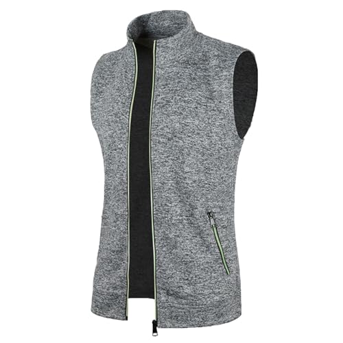 Weste Herren Sportlich Westen Elegant Ärmellos Weste Strickweste Fleeceweste Arbeitsweste Stehkragen Ärmellos Cardigan aus Baumwolle Winterweste Vest Sportweste Gefüttert Plüsch Einfarbig Stretch von Cexiakong