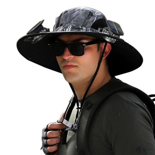 Wide Brim Solar Fan Outdoor Fishing Hat Ventilator Mütze für Herren Outdoor Solar Sonnenenergie Hut Kappe Wiederaufladbarer Hut mit Ventilator Solar Fan Outdoor Hat Sonnenschutz Lüfter Kappe von Cexiakong