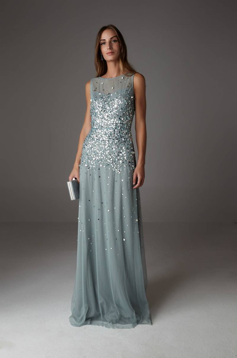 Pailletten Strass Besticktes Partykleid Open Back Tüllkleid von CeylanBCN