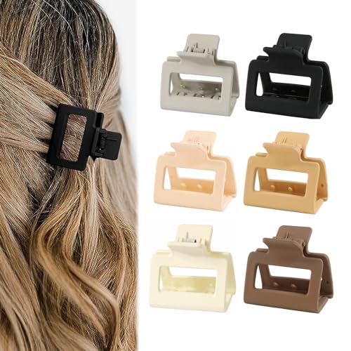 ChAusa 6 Stück Mittelgroße Klauen Haarspangen,Haarspangen Damen,Rutschfest Niedliche Haarklammer,Rechteckige Haarspangen für Frauen Lockiges Langes Glattes Haar Haarklammer Set von ChAusa