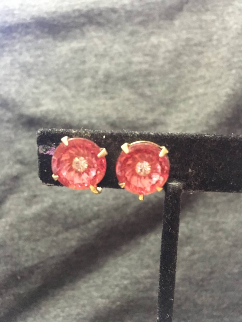 Vintage Rosa Strass Ohrclips von ChaDavidVintage