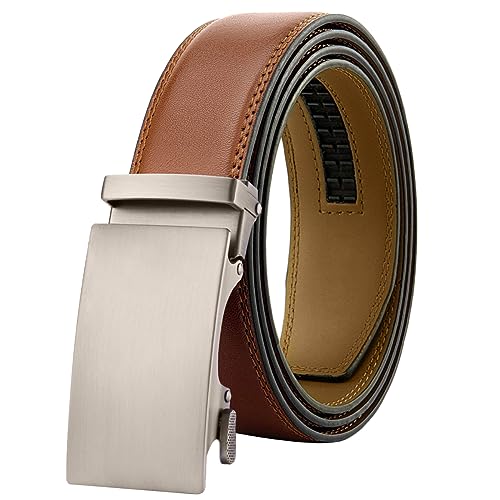 Chaberlu Gürtel Herren,Ledergürtel Ratsche Automatikschließe Business Anzug Gürtel Verstellbarer Leder Gurtgürtel für Jeans, Breit 35mm, Größe Angepasst von Chaberlu