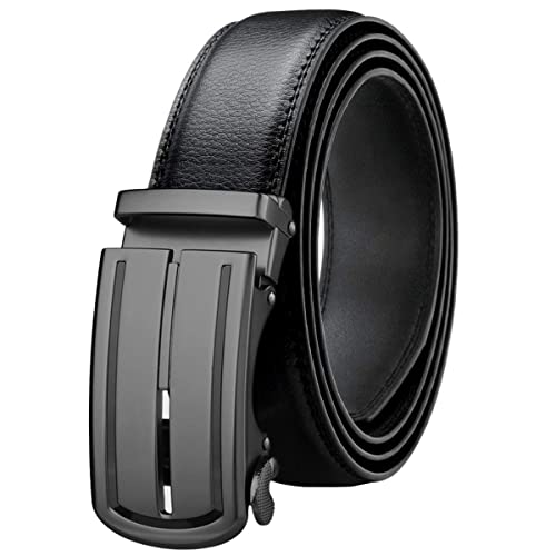 Chaberlu Gürtel Herren,Ledergürtel Ratsche Automatikschließe Business Anzug Gürtel Verstellbarer Leder Gurtgürtel für Jeans, Breit 35mm, Größe Angepasst von Chaberlu