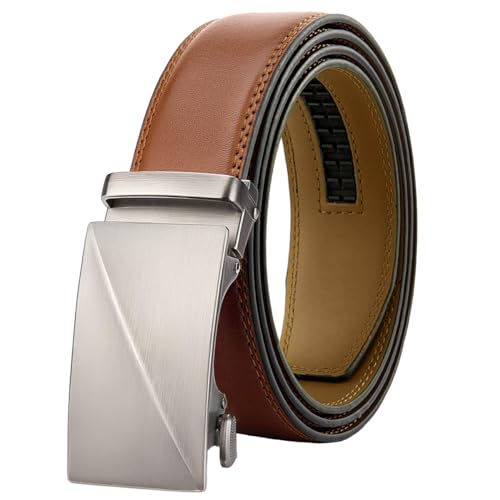 Chaberlu Gürtel Herren,Ledergürtel Ratsche Automatikschließe Business Anzug Gürtel Verstellbarer Leder Gurtgürtel für Jeans, Breit 35mm, Größe Angepasst von Chaberlu