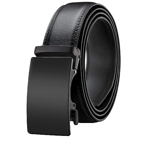 Chaberlu Gürtel Herren,Ledergürtel Ratsche Automatikschließe Business Anzug Gürtel Verstellbarer Leder Gurtgürtel für Jeans, Breit 35mm, Größe Angepasst von Chaberlu