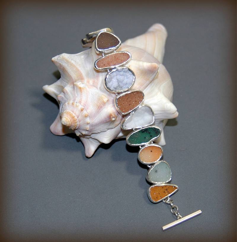 sterling Silber, Druse Chalcedon, Achat, Quarz Armband - Herbst-Farben sterling Silber, Druse Chalcedon, Achat, Quarz Armband - Herbst-Farben von ChaceandAbbott