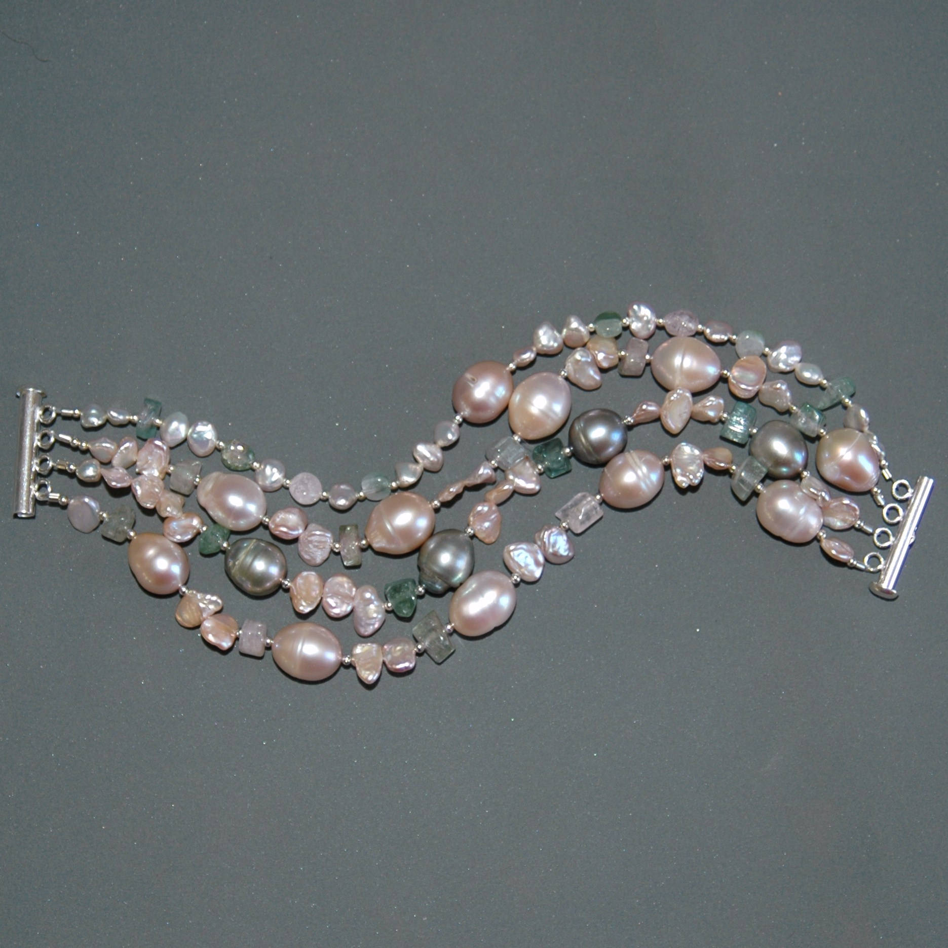 sterling Silber, Mint Grüner Turmalin, Pfirsich, Rosa Perle Armband - Kentucky Derby, Frühling Juni Birthstone sterling Silber, Mint Grüner Turmalin, Pfirsich, Rosa Perle Armband - Kentucky Derby, Frühling Juni Birthstone von ChaceandAbbott