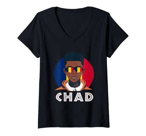 Damen Tschad, Chadian Flagge, Chad Boy, African Boy, Chadian Teen T-Shirt mit V-Ausschnitt von Chad Flag Gifts for Chadian Teens & Boys