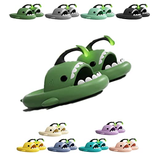 Angler Fish Slides, Cloud Shark Slides, Premium Anglerfish Shark Slides - Glow in the Dark (Dark Green, 40-41 EU) von Chagoo