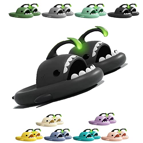 Chagoo Angler Fish Slides, Cloud Shark Slides, Premium Anglerfish Shark Slides - Glow in the Dark (Black, 36-37 EU) von Chagoo