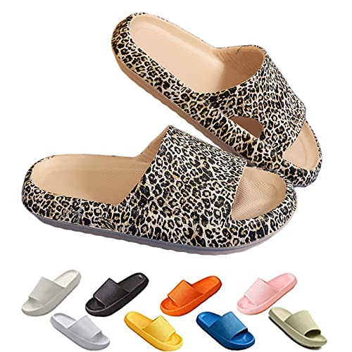 Chagoo Cloudyzz Schlappen, Cloud Latschen Original Damen, Cloud Slides, Cozy Slides Original, Wolken Schuhe Damen, Airfoot Hausschuhe, Hausschuhe Damen Sommer (Leopard,38/39) von Chagoo