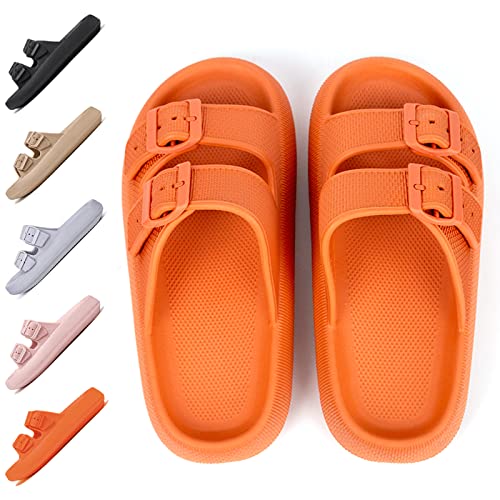 Chagoo Cosyslides Wolkenslipper Original, Dicke Sohle Super Weich Rutschfeste Schnell Trocknende Hausschuhe Im Offenen Zehenbereich(Schnalle Orange,36/37) von Chagoo
