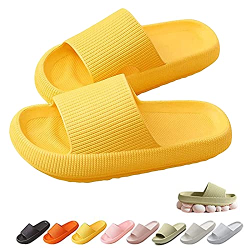 Chagoo Cosyslides Wolkenslipper Original, Dicke Sohle Super Weich Rutschfeste Schnell Trocknende Hausschuhe Im Offenen Zehenbereich (Gelb, 42/43, numeric_42) von Chagoo