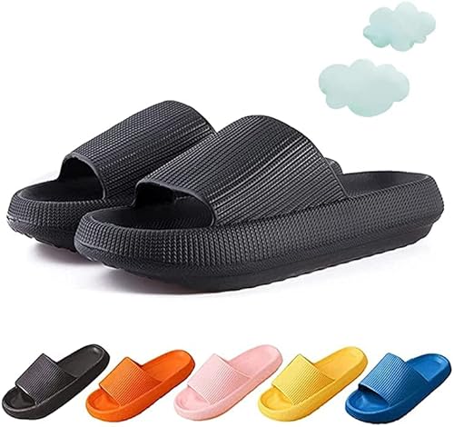 Chagoo Cozislides Original Super Soft Home Hausschuhe, 2021 Neueste Technologie 4cm dicke Sohle Sandalen Kissen auf Wolken Hausschuhe für Damen (40/41, Black) von Chagoo