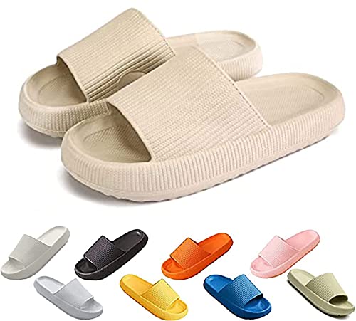 Cozislides Original Super Soft Home Hausschuhe, 2021 Neueste Technologie 4cm dicke Sohle Sandalen Kissen auf Wolken Hausschuhe für Damen (42/43, Kakki) von Chagoo