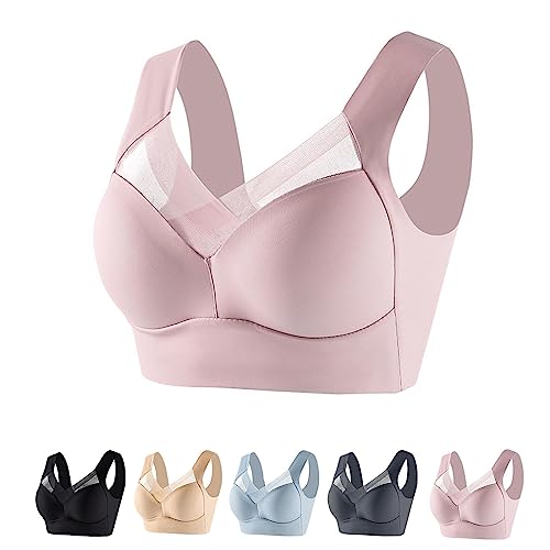 Chagoo Wmbra Posture Correcting Bra, Haltungskorrigierender BH für Damen, kabelloser Push-up-Komfort-BH für den Sommer (Rosa, L) von Chagoo