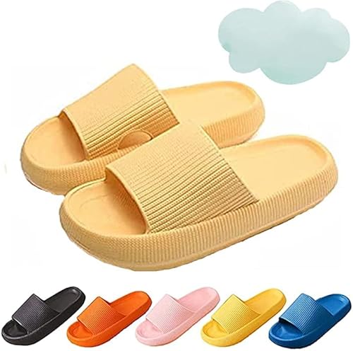 Cozislides Original Super Soft Home Hausschuhe, 2021 Neueste Technologie 4cm dicke Sohle Sandalen Kissen auf Wolken Hausschuhe für Damen (38/39, Yellow) von Chagoo