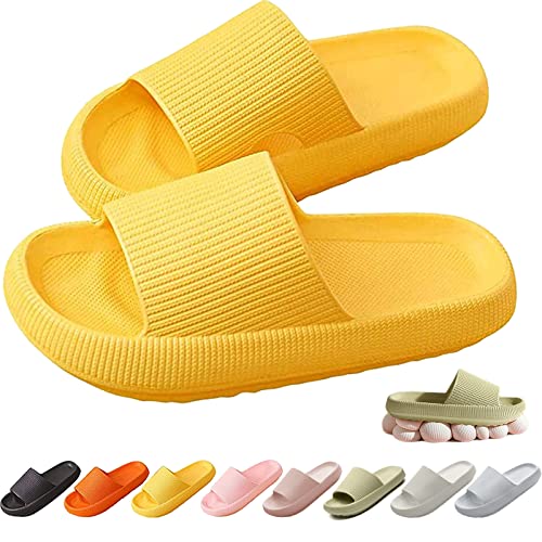 Cozy Slides Original, Cosify Wolken Slipper, Superweiche Hausschuhe Rutschfeste Unisex-hausschuhe Mit Dicker Sohle, Schnell Trocknend, Offener Zehenbereich (38/39, Gelb, numeric_38) von Chagoo