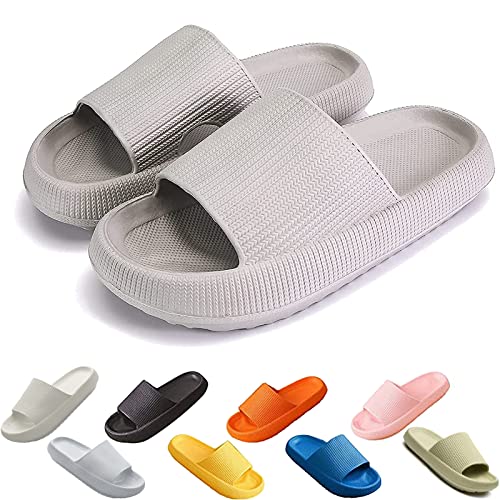 Cozy Slides Original, Cosify Wolken Slipper, Superweiche Hausschuhe Rutschfeste Unisex-hausschuhe Mit Dicker Sohle, Schnell Trocknend, Offener Zehenbereich (38/39, Grau, numeric_38) von Chagoo